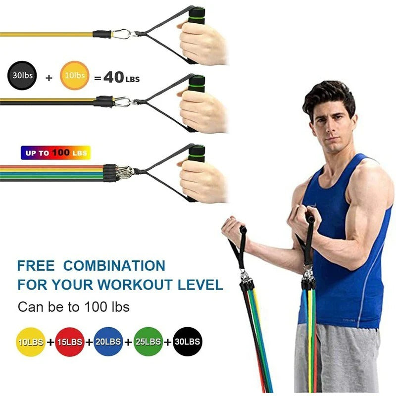11 Pieces Power Resistance Band Set - For Men And Women