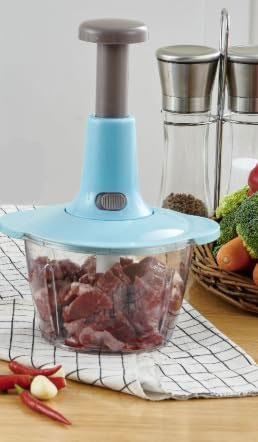 Manual Food Chopper Speedy Chopper with 3 Curved Stainless Steel Blades