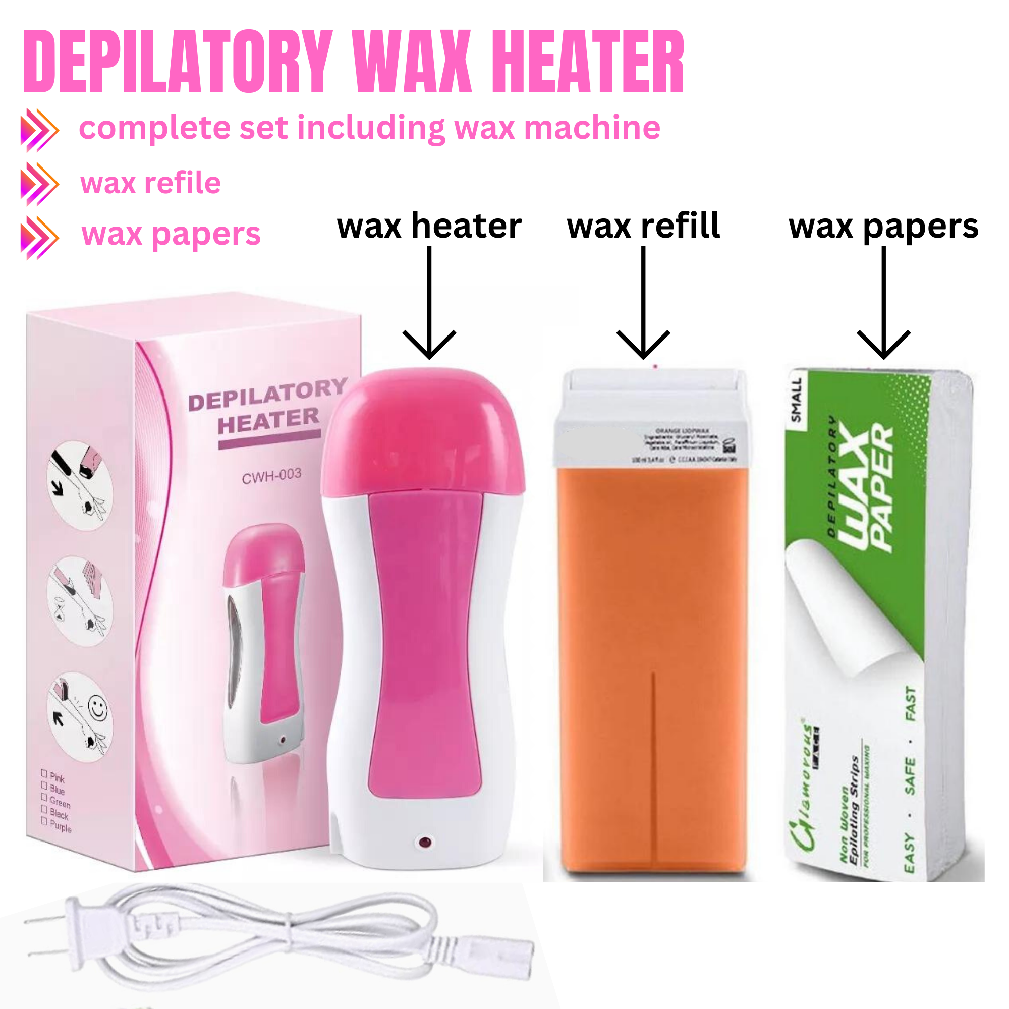 Electric Wax Heater Machine & Hair Removal Tool for Body Waxing